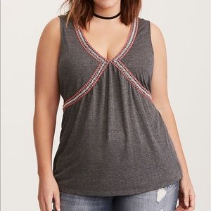 torrid Tops - Torrid GREY EMBROIDERED TANK torrid Tops - Torrid GREY EMBROIDERED TANK